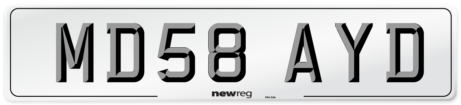 MD58 AYD Number Plate from New Reg